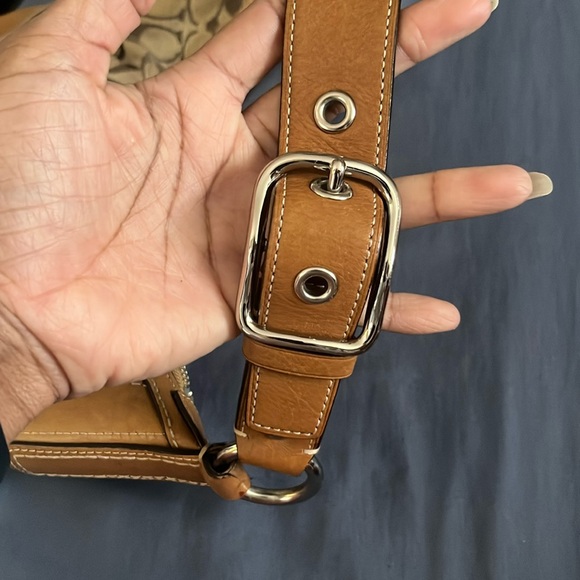 COACH Large Leather Hampton Signature Jacquard Clip Hobo Shoulderbag Brown - EUC - Picture 11 of 16